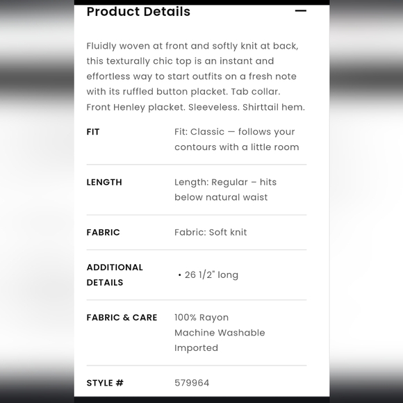 LOFT Floral Ruffle Button Mixed Media Shell - Picture 6 of 6